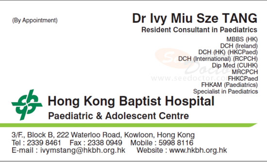 Dr Tang Miu Sze Name Card