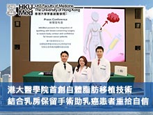 港大醫學院首創自體脂肪移植技術 結合乳房保留手術助乳癌患者重拾自信